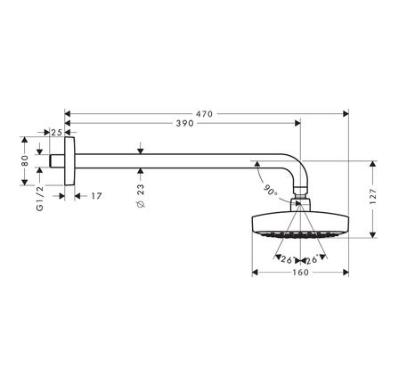 Sen đầu gắn tường Raindance E 300 589.52.614